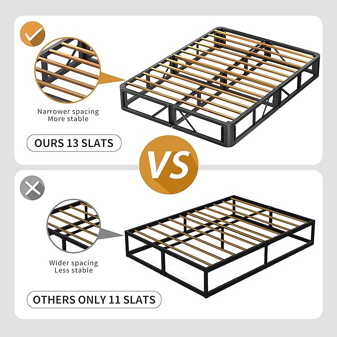 MAF Box Springs King Size 7 Inch, High Profile King Box Spring 3500 lbs Black Heavy Duty Metal Mattress Foundation with Easy Clean Fabric Cover, Easy Assembly