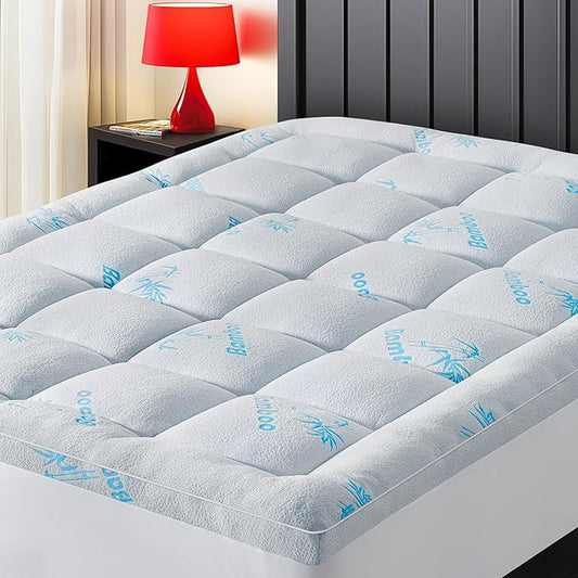 Mattress Topper King Size,Viscose Made from Bamboo Extra Thick Mattress Pad 8-21" Deep Pocket Soft Down Alternative Fill Mattress Protector Pillow Top Mattress Cover(78x80 Inches)
