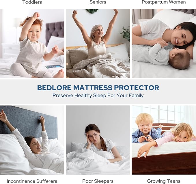 2 Pack Waterproof Mattress Protector, Queen Size Mattress Pad Noiseless with Deep Pocket 6"-18" Depth, Soft Breathable Dirt-Proof Bed Mattress Cover Washable for Home, Bedroom, Hotel (Gray)