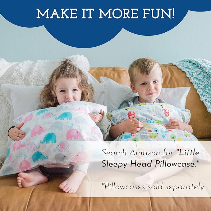 Little Sleepy Head Youth Pillow 16x22 - Soft & Hypoallergenic Bed Pillow Youth Pillows for Sleeping Age 5-10 - Snugly Designed Youth Neck Pillows for Travel, School and Bedtime - (1 Pack)