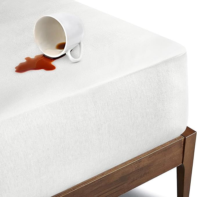 Bioweaves Organic Cotton Jersey Waterproof Mattress Protector King | 76" x 80" | GOTS Certified Mattress Cover with Jersey Cotton Skirt, Breathable & Noiseless Top Layer, 17 Inch Deep Pocket, White