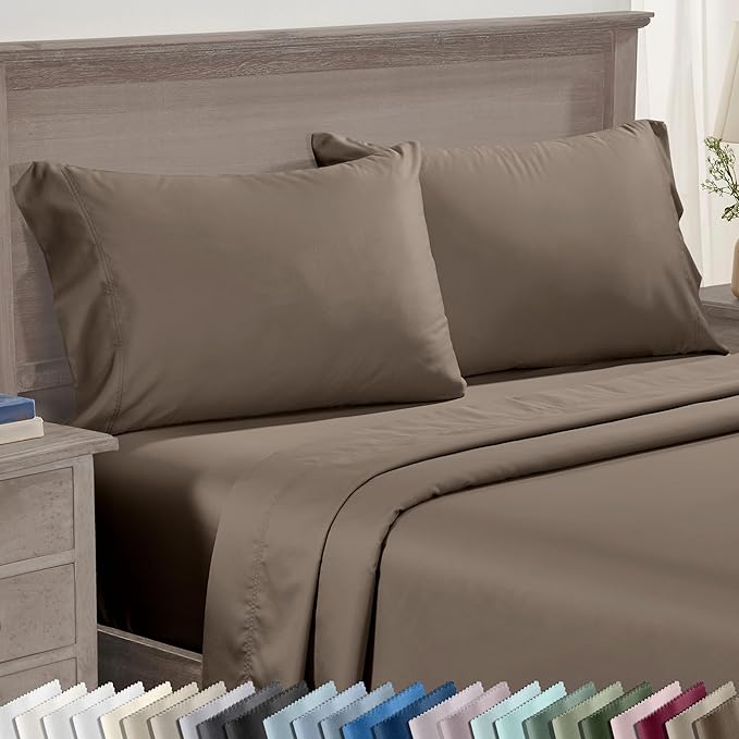 California Design Den Luxuriously Soft Premium 600 Thread Count, 100% Cotton Queen Pillowcases Set of 2, Crisp Standard Pillow Covers Fits Standard & Queen Pillows (Mushroom - Taupe Brown)