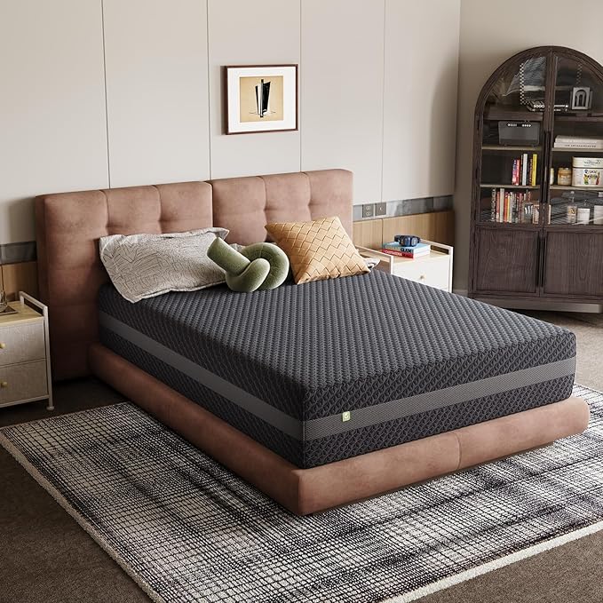 Novilla Queen Size Mattress 8 Inch, Queen Gel Memory Foam Mattress for Pressure Relief & Adaptive Body Support, with Green Tea-Infused Foam & Breathable Side Panel, Medium Firm, Mattresses in a Box
