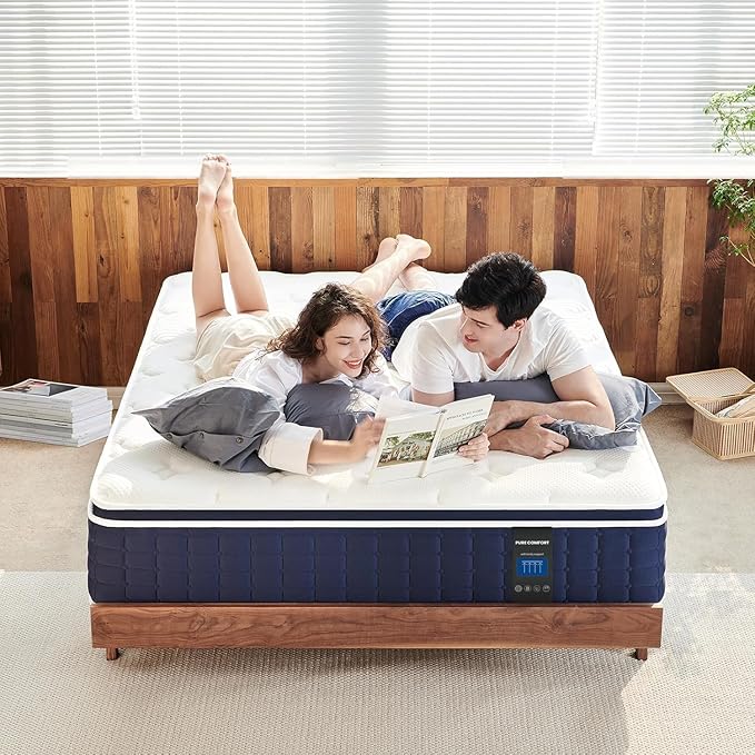 Coolvie Firm King Size Mattress 12 Inch for Adults, Hybrid King Mattress in a Box with Cooling Memory Foam, Pocket Spring for Motion Isolation, Extra Lumbar & Shoulder Support for Pain Relief, 80"x76"