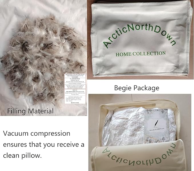 King Size Goose Down Feather Hotel Collection Bed Pillows for Sleeping One Pillow for Back, Stomach or Side Sleepers Stripe White Color