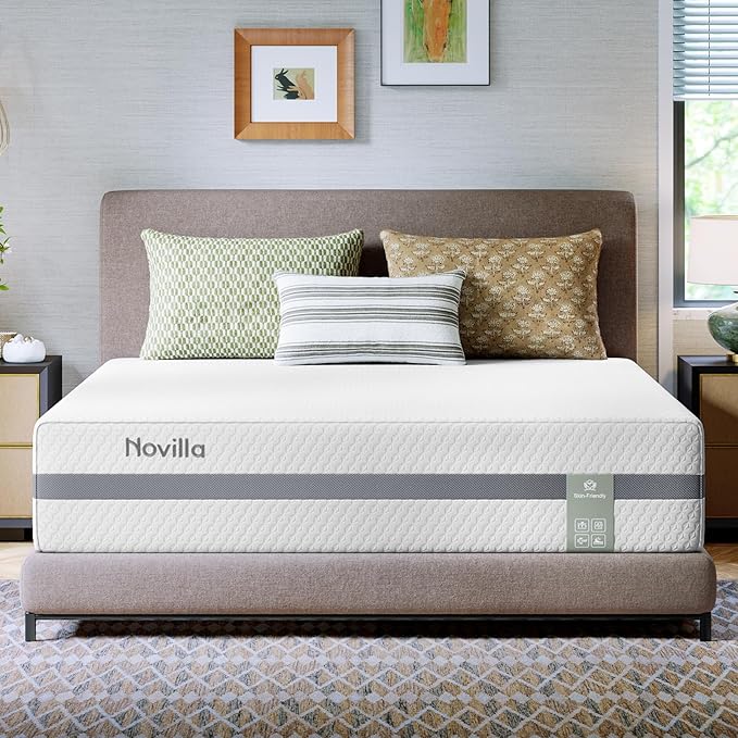 Novilla King Mattress, 14 Inch King Size Mattress with Upgraded Dual-Support for Spinal Alignment & Pressure Relief, NanoGEL™ Memory Foam Mattresses, Cooling & Breathable, Ideal for Master Bedrooms