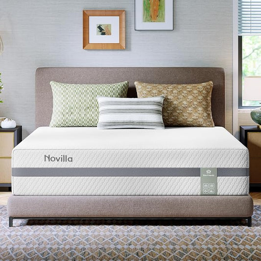 Novilla Queen Mattress 14 Inch, Queen Size Mattress with Upgraded Dual-Support for Spinal Alignment & Pressure Relief, NanoGEL™ Memory Foam Mattresses, Cooling & Breathable, Ideal for Master Bedrooms