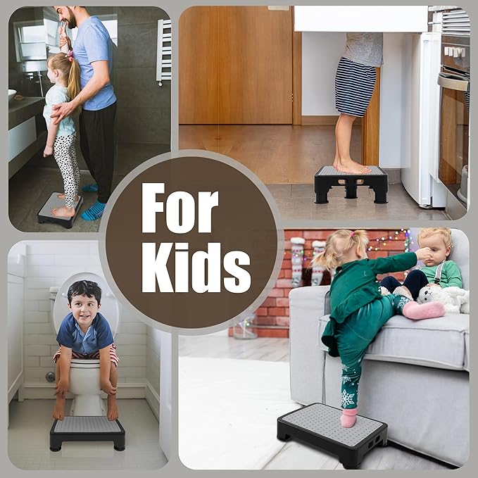 CHIKILLA Adjustable Step Stool for High Beds and Cars, 650lbs Heavy Duty Bed Step for Elderly, Non-Slip Mobility Platform for Bathtub, Kitchen, SUV, 4 Height Levels 3.4-5" Portable Stair Assist, Gray