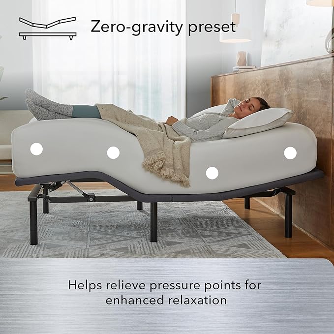 Serta baselogic Level 2 Adjustable Base Bed Frame - Twin XL - Head and Foot Adjustability, Wireless Remote, Zero-Gravity Preset, and Foldable for Convenient Mobility and Storage
