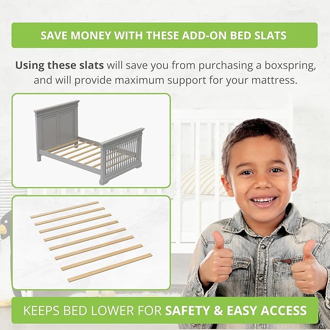 CC KITS Bed Slats for Twin, Full, Queen & King Sizes - Bed Slat Under Mattress Support - Bunkie Board - Box Spring & Mattress Platform Foundation Replacement - Set of 8 Slats (Full - 53.25")