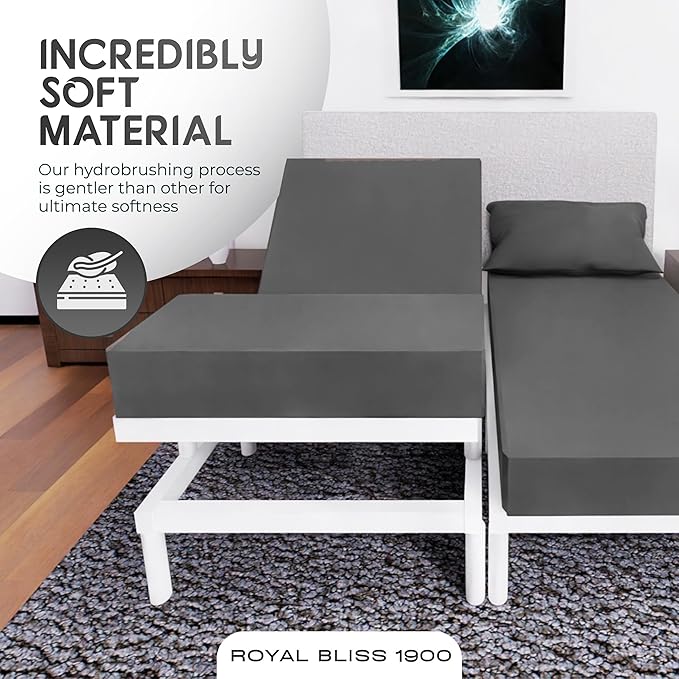 Split California King Sheets Sets - 5 Pcs Set - California King Split Sheets for Adjustable Bed Cal King Split Adjustable Bed Sheets (Dark Grey)