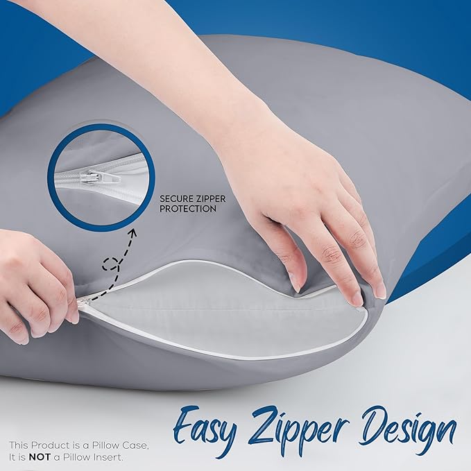 Utopia Bedding Premium 100% Waterproof Pillow Protectors with Zipper Standard Size (Set of 4), Bed Bug and Dust Mite Proof Zippered Pillow Covers, Pillow Encasement Cases, Gray