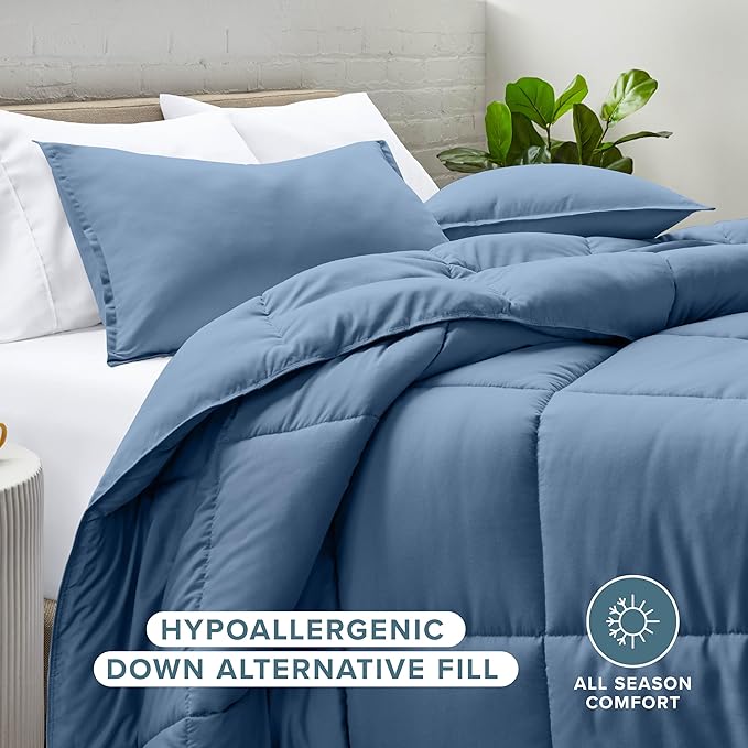 Bare Home Comforter Set - Oversized King Size - Ultra-Soft - Goose Down Alternative - Premium 1800 Series - All Season Warmth (Oversized King, Coronet Blue)