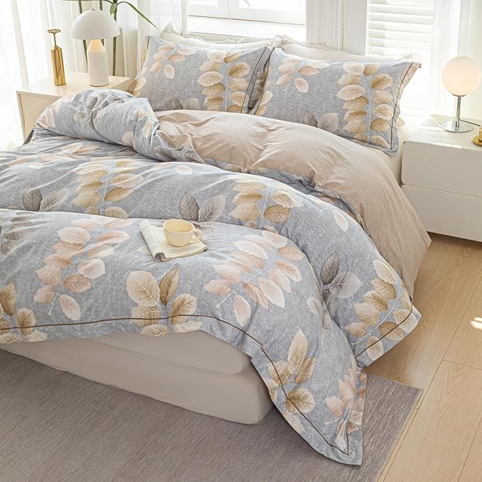 OAITE Duvet Cover Set King Size Floral Pattern 500 Thread Count Ultra Soft 100% Cotton Duvet Cover Sets 3-PC, Breathable Duvet Cover with Zipper Closure & Corner Ties