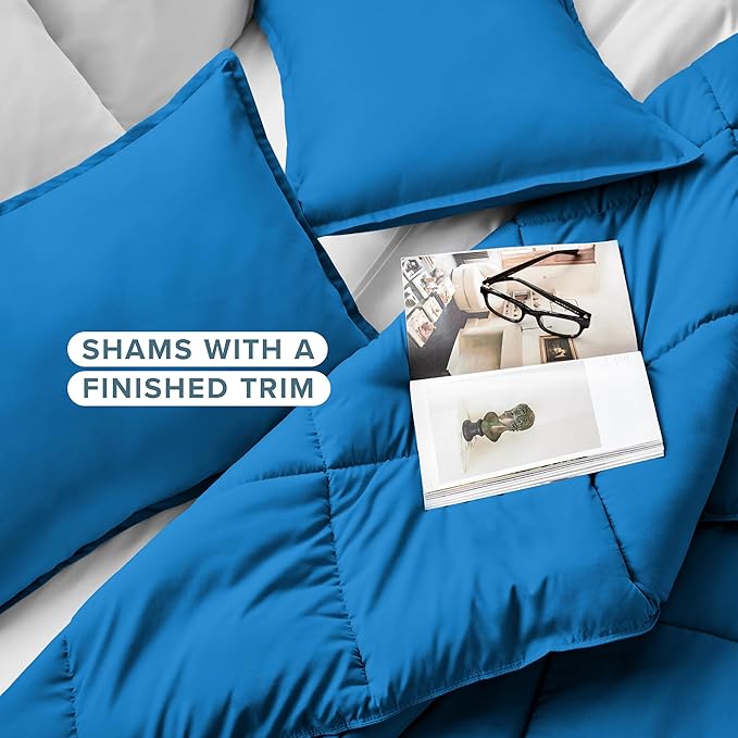 Bare Home Comforter Set - Twin/Twin Extra Long Size - Ultra-Soft - Goose Down Alternative - Premium 1800 Series - All Season Warmth (Twin/Twin XL, Medium Blue)