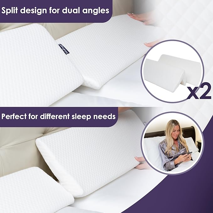 XetraDesign Bed Wedge Pillow Set for Headboard Gap Up to 7", Triangle Gap Filler for Bed, Mattress Wedge Gap Filler, Headboard Space Filler, Corner Pillow, White Half Queen 30" (2-pk)