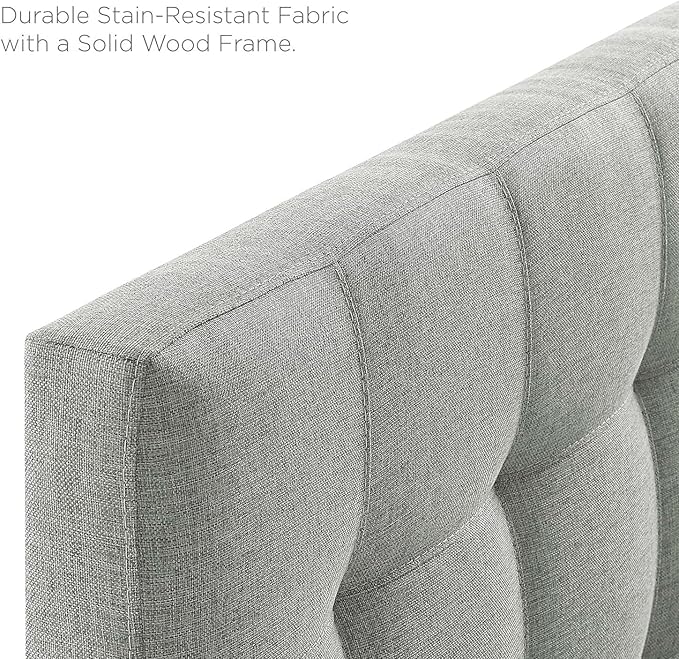 Modway Lily Tufted Linen Fabric Upholstered Full Headboard in Gray