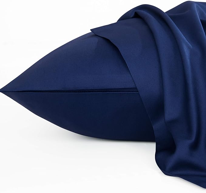 NTBAY Egyptian Cotton King Pillowcases - Set of 2, 500 Thread Count Cotton Pillowcases - Soft and Breathable Envelope Closure Pillow Cases - 20x36 Pillow Covers for Bed, Navy Blue