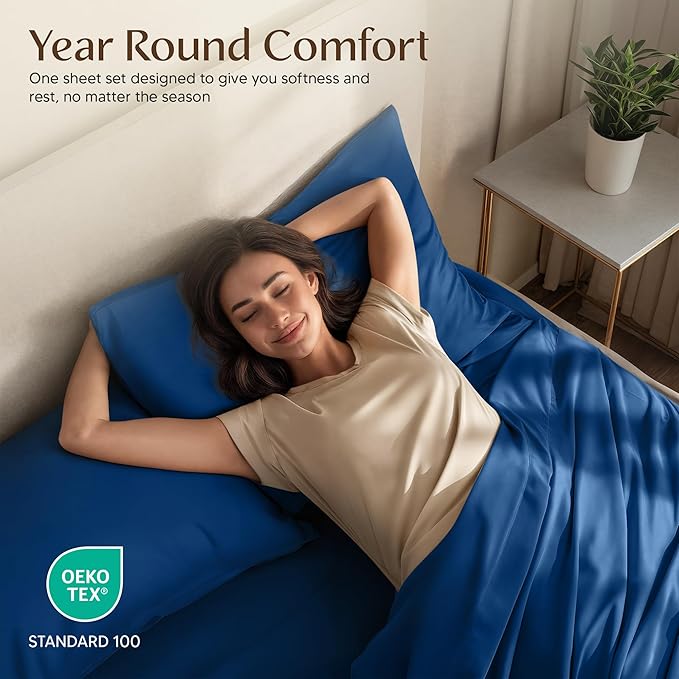 Utopia Bedding Queen Size Sheet Set – 4 Piece Bed Sheets, Soft and Breathable Microfiber, Includes 1 Fitted Sheet, 1 Flat Sheet and 2 Pillowcases – Oeko Tex (Dusk Blue)