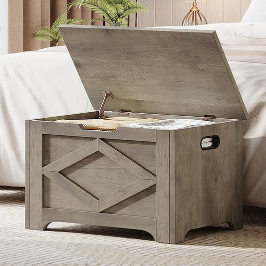 GAOMON Storage Chest, Wooden Storage Bench, Modern Style Lift-Top Shoes Bench with Safety Hinge for Entryway, Bedroom, Living Room, Supports 300 Lb and Easy Assembly