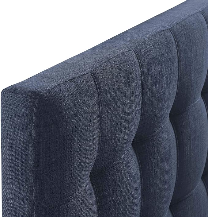 Modway Lily Tufted Linen Fabric Upholstered Twin Headboard in Navy