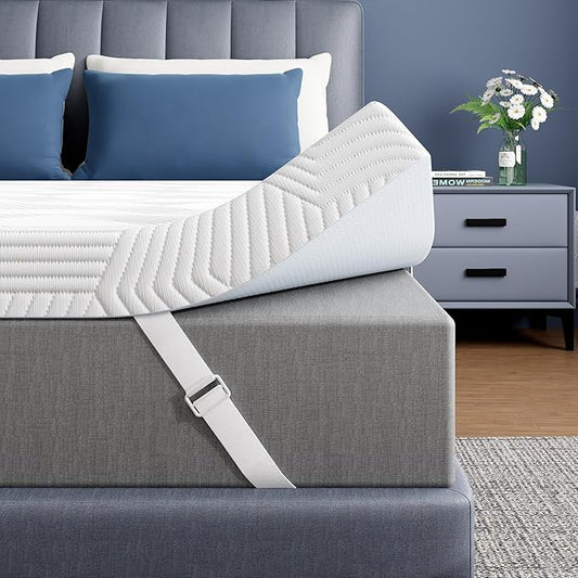ELEMUSE 4 Inch Gel Memory Foam Mattress Topper Full Size Pressure-Relieving Mattress Topper for Back Pain,Non-Slip Design with Removable & Washable Cover, CertiPUR-US