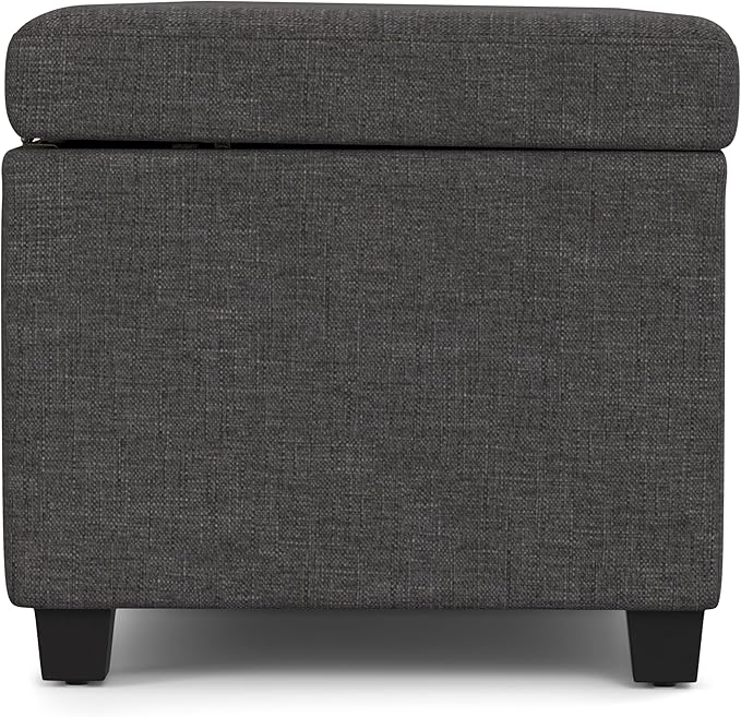 SIMPLIHOME Avalon Extra Large Storage Ottoman Bench - 54 inch Wide Upholstered Linen Look Fabric Rectangular Lift-Top Ottoman in Slate Grey, Contemporary Bench for Living Room with Hidden Storage