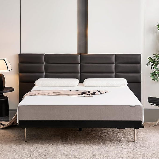 Amazon Basics Breathable Gel Memory Foam Mattress, Medium Firm, 10 Inch, King, White/Grey