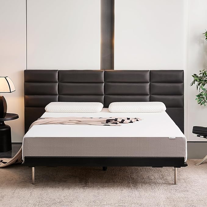 Amazon Basics Breathable Memory Foam Mattress, Soft Plush Feel, 10 Inch, King, P22MD-10K, White/Grey