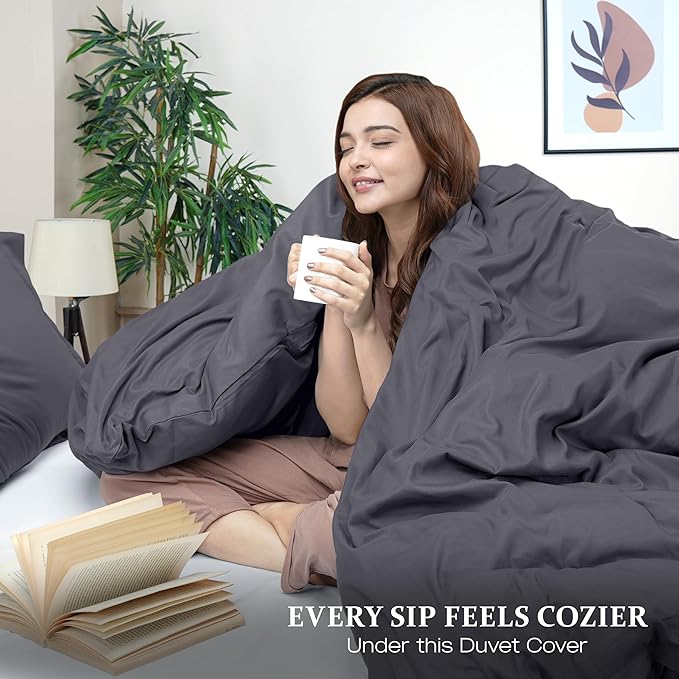 Utopia Bedding Duvet Cover Full Size - 3 Piece with Zipper Closure - 1 Comforter Cover 80X90 Inches & 2 Pillow Shams 20X26 Inches (Grey) Comforter Not Included