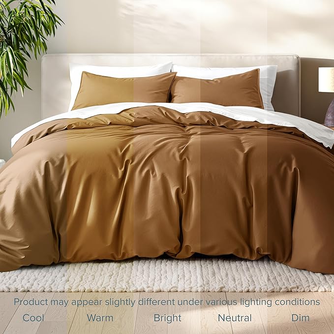Bare Home Bedding Duvet Cover California King Size - Premium 1800 Super Soft Collection - Lightweight, Cooling - Soft Breathable Bedding Duvet Cover (Cal King, Caramel)