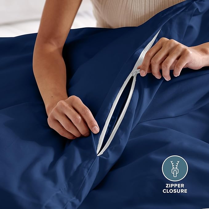 Bare Home Bedding Duvet Cover King Size - Premium 1800 Super Soft Collection - Lightweight, Cooling - Soft Breathable Bedding Duvet Cover (King, Dark Blue)