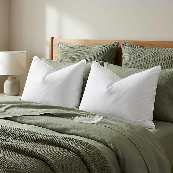 Elegant Comfort Luxury Down Feather 100% Cotton Cover King Size Set of 2 Pillows, Soft and Supportive Premium Hotel Quality Sleeping Pillows for Back, Side and Stomach Sleepers