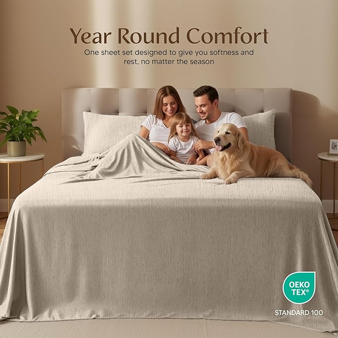 Utopia Bedding Twin Sheet Set – 3 Piece Bed Sheets for Twin Size Bed, Soft and Breathable Microfiber, Includes 1 Fitted Sheet, 1 Flat Sheet and 1 Pillowcase – Oeko Tex (Heather Beige)
