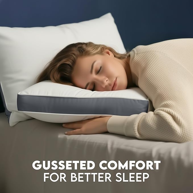 Utopia Bedding Bed Pillows for Sleeping King Size (Grey), Set of 2, Soft & Fluffy Pillow with Down Alternative Filling, Cooling, Hotel Quality, Gusseted Pillow for Back, Stomach or Side Sleepers