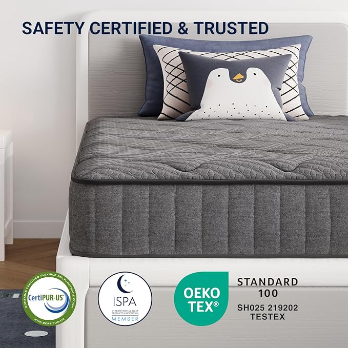 Avenco Twin Mattress, 8 Inch Twin Size Mattress in a Box, Medium Firm Hybrid Mattresses with Smarts™ Coil and Gel Memory Foam for Cool Night Sleep & Pressure Relief, CertiPUR-US Certified