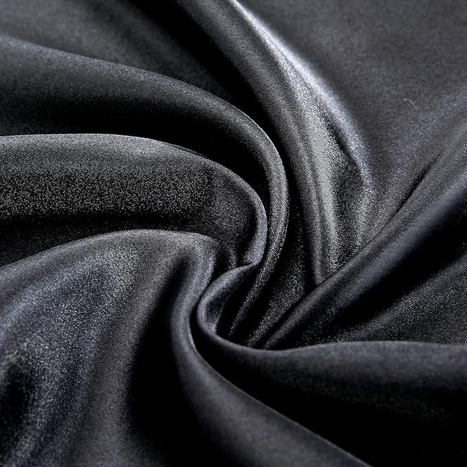 Homiest 4pcs Satin Sheets Set Luxury Silky Satin Bedding Set with Deep Pocket, 1 Fitted Sheet + 1 Flat Sheet + 2 Pillowcases (Full Size, Black)
