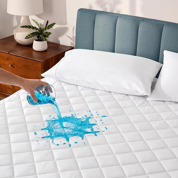 Bare Home Waterproof Quilted Mattress Protector - Cooling Mattress Pad - Protects Against Spills - Easily Washable - Elastic Fitted Mattress Cover - Stretch-to-Fit up to 15 Inches Deep (Full XL)