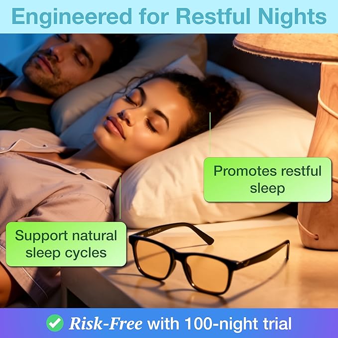 Orange Blue Light Blocking Glasses for Better Sleep - 99.5% Premium Acetate Orange Computer Migraine Glasses for Women & Men - Amber Gaming Glasses - Blue Light Blockers Gamer Glasses for Eye Strain
