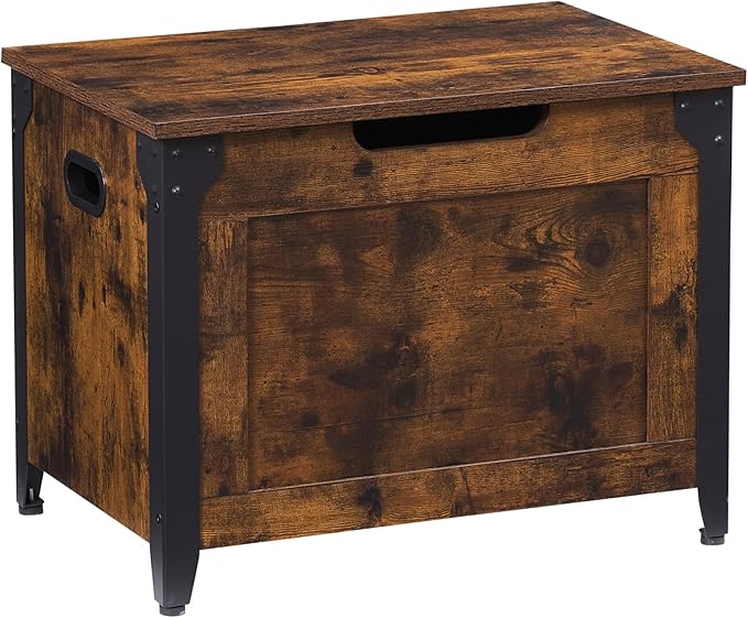 GAOMON Storage Chest, Wooden Storage Trunk with Metal Frame, Entryway Shoes Bench, Large Storage Organizer, Modern Style Lift-Top Storage Chest with Safety Hinge for Bedroom, Living room