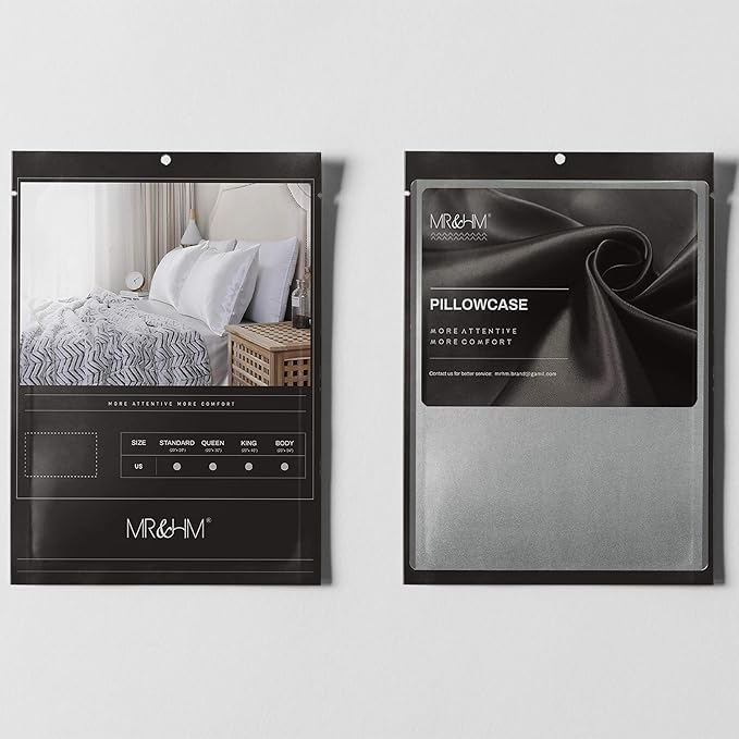 MR&HM Satin Pillowcase for Hair and Skin, Silk Satin Pillowcase 2 Pack, Standard Size Pillow Cases Set of 2, Silky Pillow Cover with Envelope Closure (20x26, Navy Blue Striped)