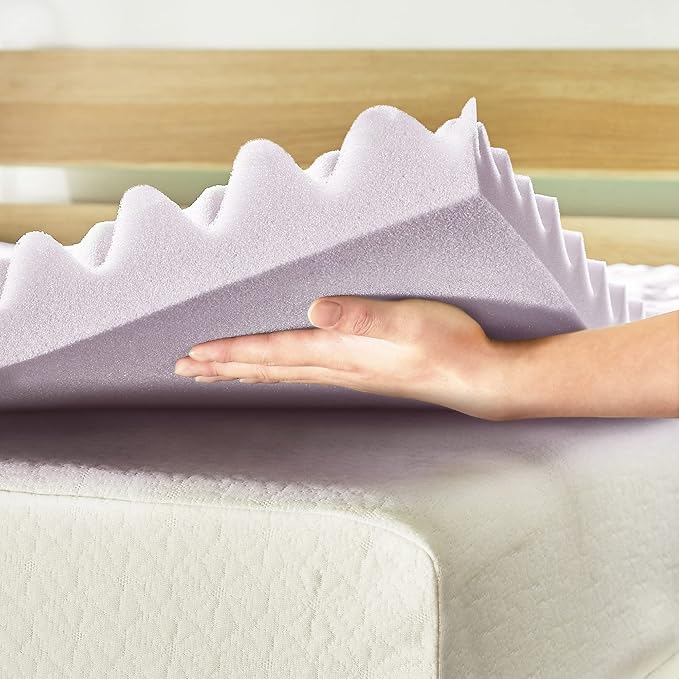 Mellow 1.5 Inch 5-Zone Memory Foam Mattress Topper, Soothing Lavender Infusion, Queen