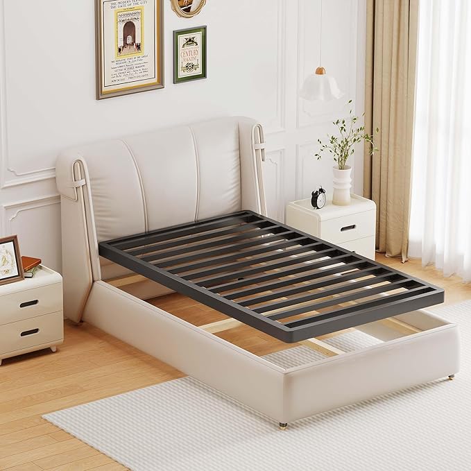 ROIL 2 Inch Twin XL Metal Box Spring Low Profile, Bunkie Board Bed Slat Replacement with Round Corners, 3500 lbs Capacity Heavy Duty Steel Slats, Easy Assembly, Noise Free