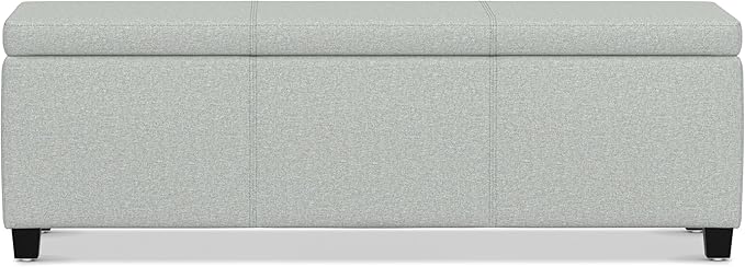 SIMPLIHOME Avalon Storage Ottoman Bench - 48" Wide x 16" High Upholstered Linen Look Fabric Rectangular Lift-Top Ottoman in Light Stone Grey, Transitional Bench for Living Room with High-Density Foam