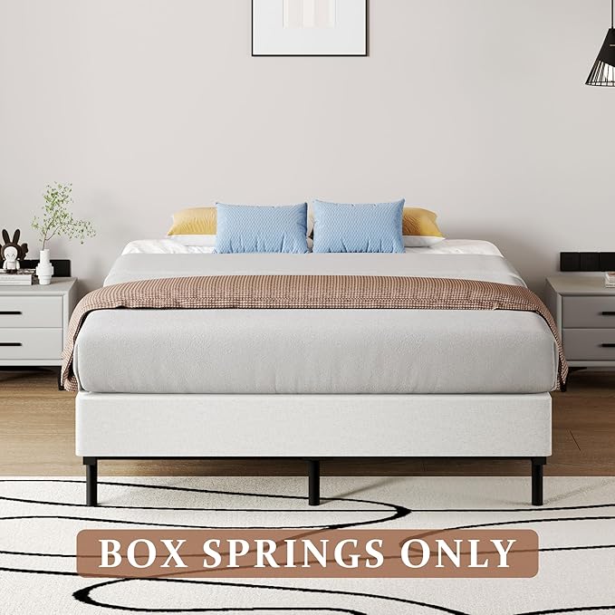 SHOANED 7 Inch King Box Spring - Metal Frame Mattress Foundation Memory Foam Basics Bed Base Heavy Duty Box Springs No Noise, 3000lbs Max Weight Capacity