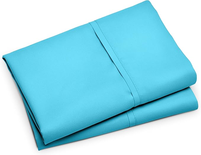 Bare Home Microfiber Pillow Cases - King Size Set of 2 - Cooling Pillowcases - Double Brushed - Aqua Pillowcases 2 Pack - Easy Care (King Pillowcase Set of 2, Aqua)