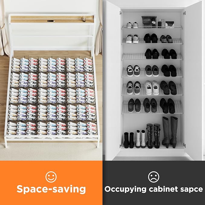 Under Bed Storage with Wheels, Rollable Under Bed Storage Container, Foldable Metal Under Bed Organizer for Bedroom Clothes Shoes Blankets Storage (2black, Black)