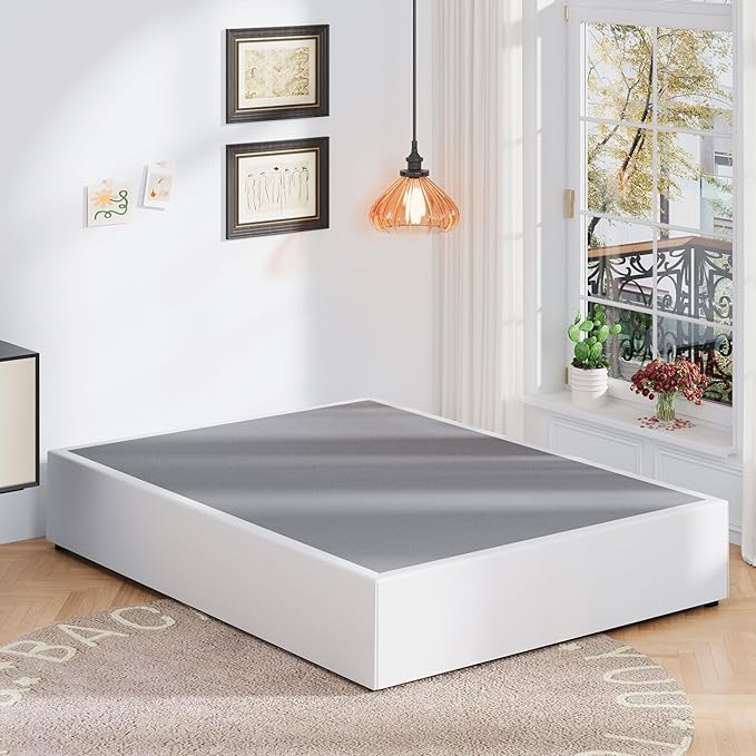 Upcanso 16 Inch Full Size Bed Frame with White Skirt Cover, Metal Bed Frame Full Size with Storage, Heavy Duty, No Box Spring Needed, Easy Assembly, Noise Free, Mattress Foundation