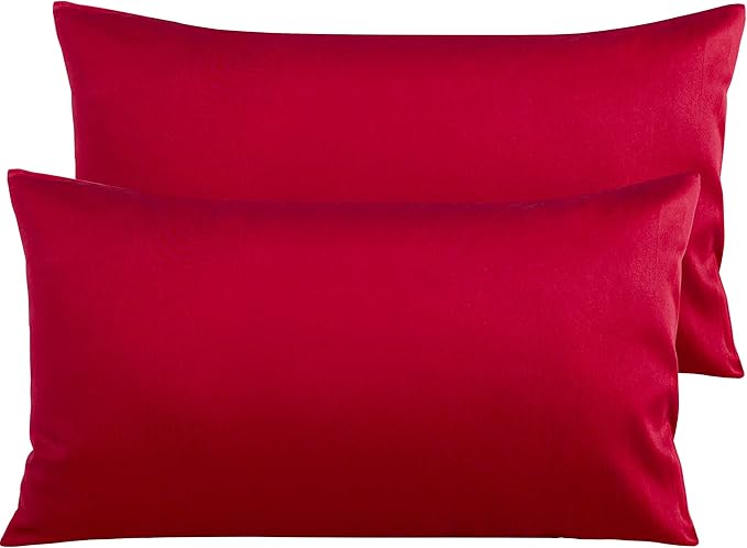 NTBAY Egyptian Cotton King Pillowcases - Set of 2, 500 Thread Count Cotton Pillowcases - Soft and Breathable Envelope Closure Pillow Cases - 20x36 Pillow Covers for Bed, Red