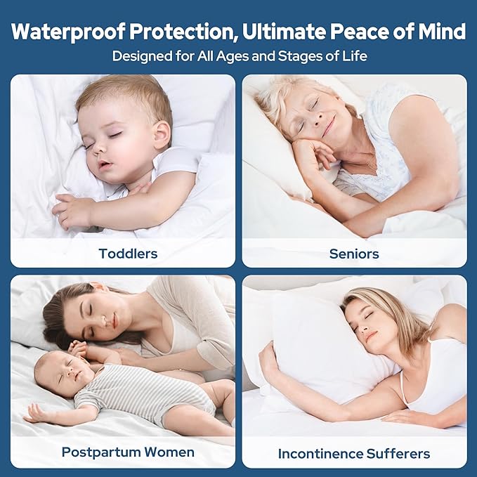 BEDLORE Waterproof Full Size Mattress Pad, Quilted Fitted Mattress Topper with Deep Pocket 6"-15", Breathable & Noiseless Mattress Protector Bed Cover Padded, Machine Washable